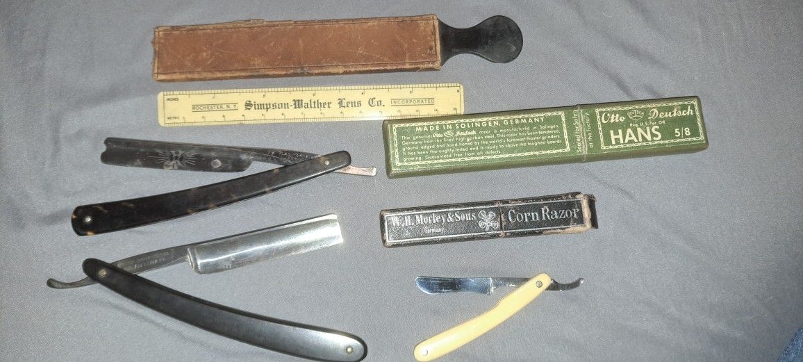 Antique straight razors With Sharpening Pad