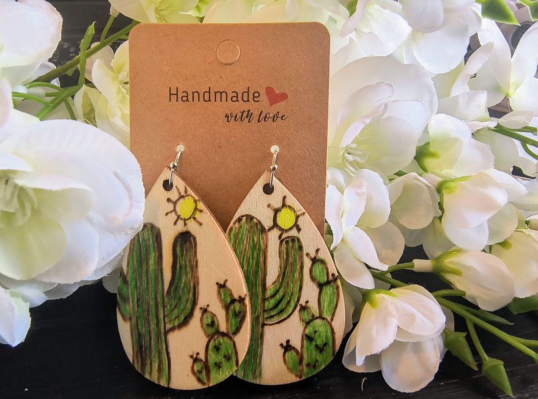 Cactus Teardrop Earrings