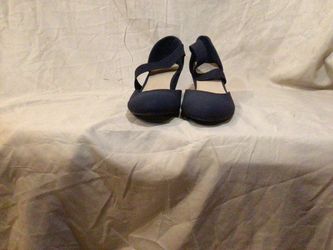 Me Too Women's Navy Blue Wedge Heels, Size 8 M, Criss-Cross Ankle Strap