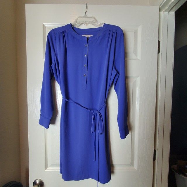 Loft Blue Dress - Large Petite 