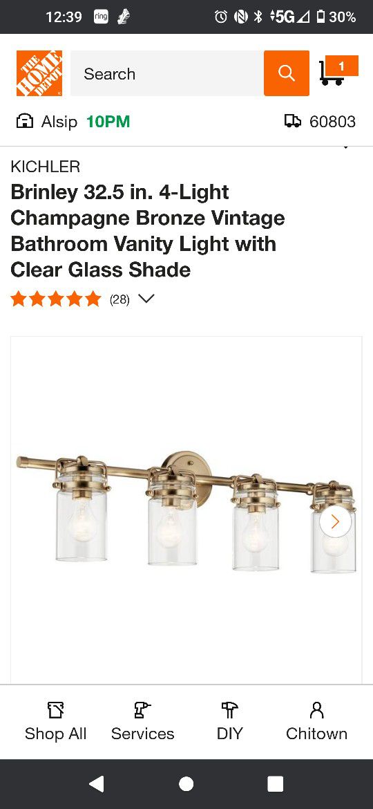 Kichler Brinley 4 Light Bathroom Vanity Light Fixture In Champagne Bronze 