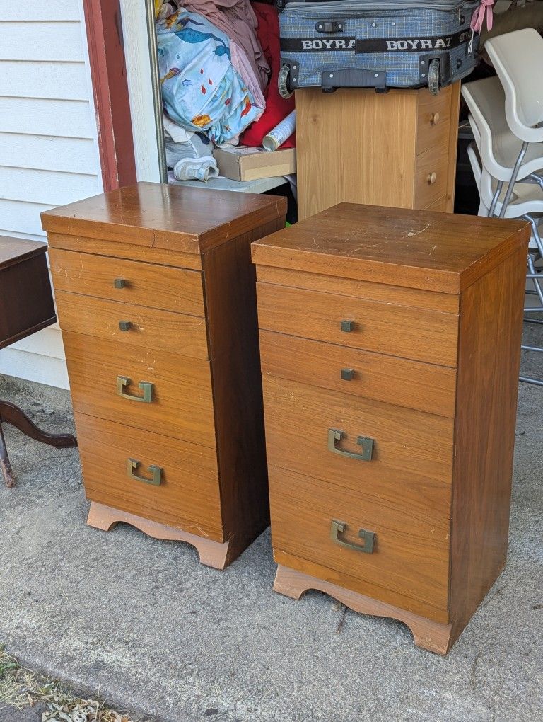 2 vintage solid walnut matching night stands CASH ONLY