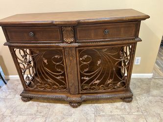 Ornate Wood Sideboard Console Cabinet