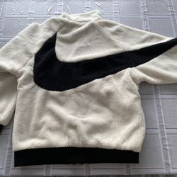 Nike Reversible Fleece Rain Jacket Big Swoosh White Black Men’s Large