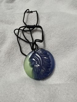 INDIAN CAMEO Cats Eye Glass Adjustable Cord  NECKLACE 
