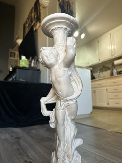21” Cherub Candleholder Vintage- Signed