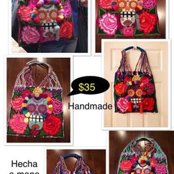 Colorful Skull Skeleton Tote Bag. Colorida Bolsa de Calavera.