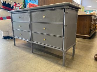 SAFAVIEH COUTURE Mina Grey Wooden Bamboo Style 6 Drawer Dresser