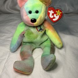 ✨ RARE Ty Beanie Baby PEACE BEAR (1996) – PVC Pellets, Tag Errors, Mint Condition!