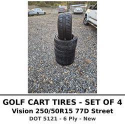 Golf Cart Tires Set of 4 - Vision 250/50R15 NEW