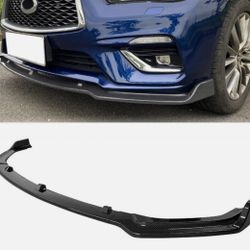 18-23 Infiniti Q50 Base Front Bumper Lip Splitter Carbon Fiber Print PP 3PC