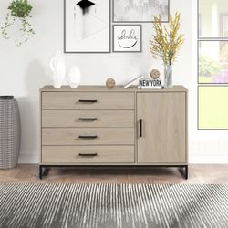 Industrial Long Dresser Light Oak Finish 