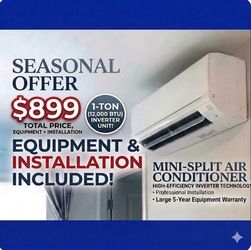 A/C Mini Split 12000 BTU 1 Ton, (With INSTALLATION)