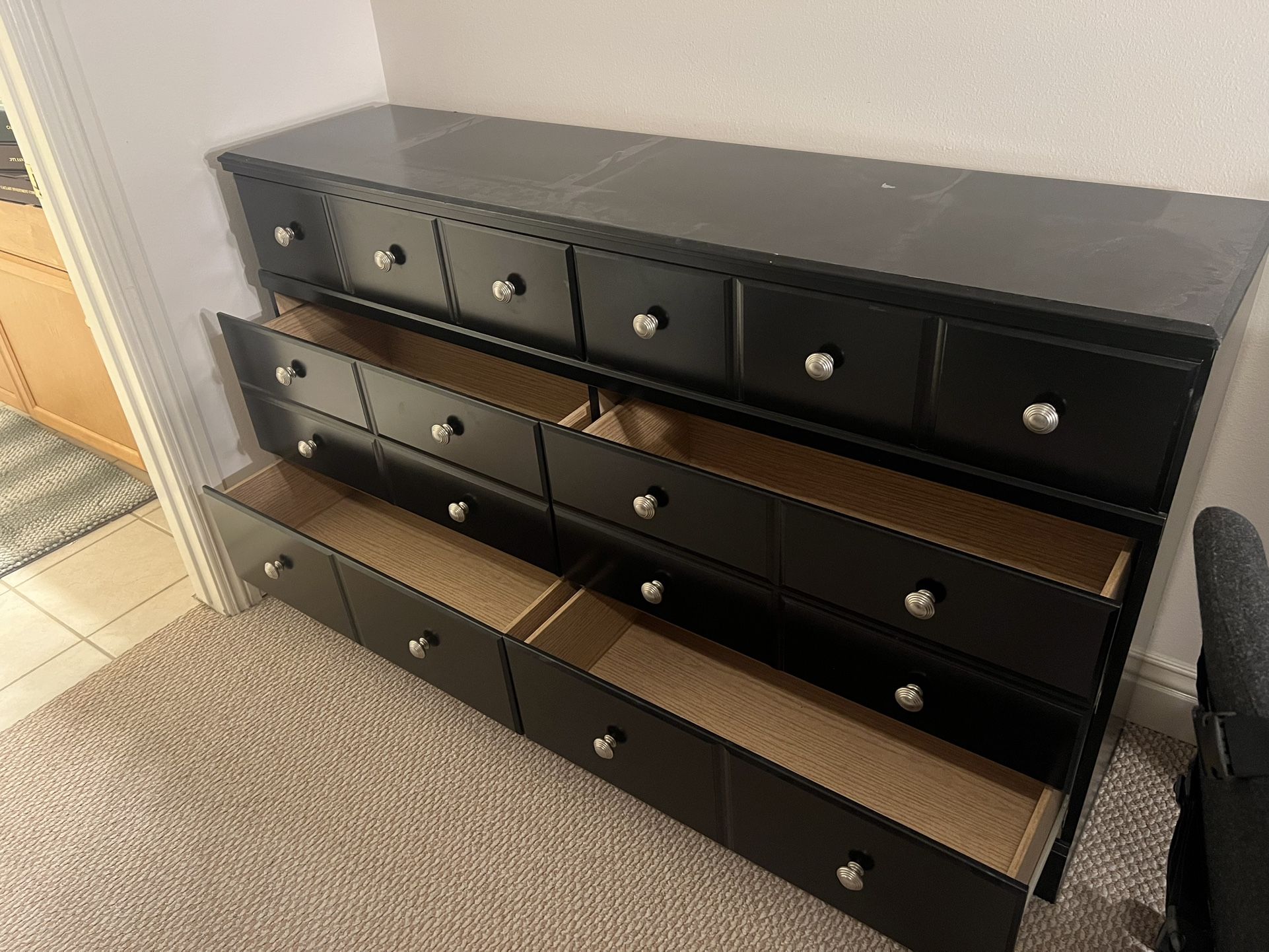 63'' Long Dresser for Bedroom, Large 6 Drawer Dresser with 14 Organized Compartments