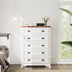 5 drawer dresser Cabient with usb connections on top