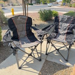 2pack ALPHA CAMP Oversized Fully Padded Camping Chairs with Lumbar Support Heavy duty 500 LBS, Steel Frame, Sturdy, Durable, Cooler Bag,600D Oxford fa