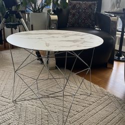 Modern Contemporary Geometric Origami Accent/End/Side Table. Marble Like Top. West Elm