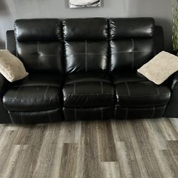 Black Leather Living Room Set W/ Reclining Seating