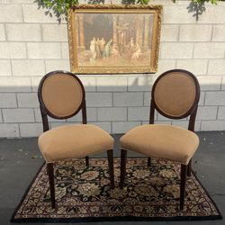 Pair of Oval Back Burgundy Armchairs 