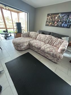 Floral Fabric Sectional Sofa with Chaise