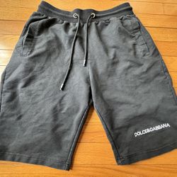 Men’s Dolce & Gabbana Logo Fleece Sweat Shorts Black Size Large