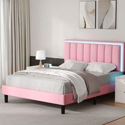 PINK BED FRAME FULL SIZE. WITH LED LIGHTS 💥 BRAND NEW 💥