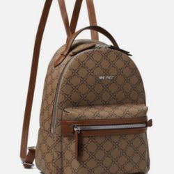 Nine West Vander Medium Mocha Logo Brown Backpack Purse