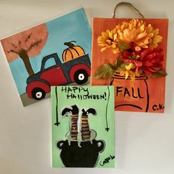 3 Fall Halloween 3D Paintings Tap See More for All Info 