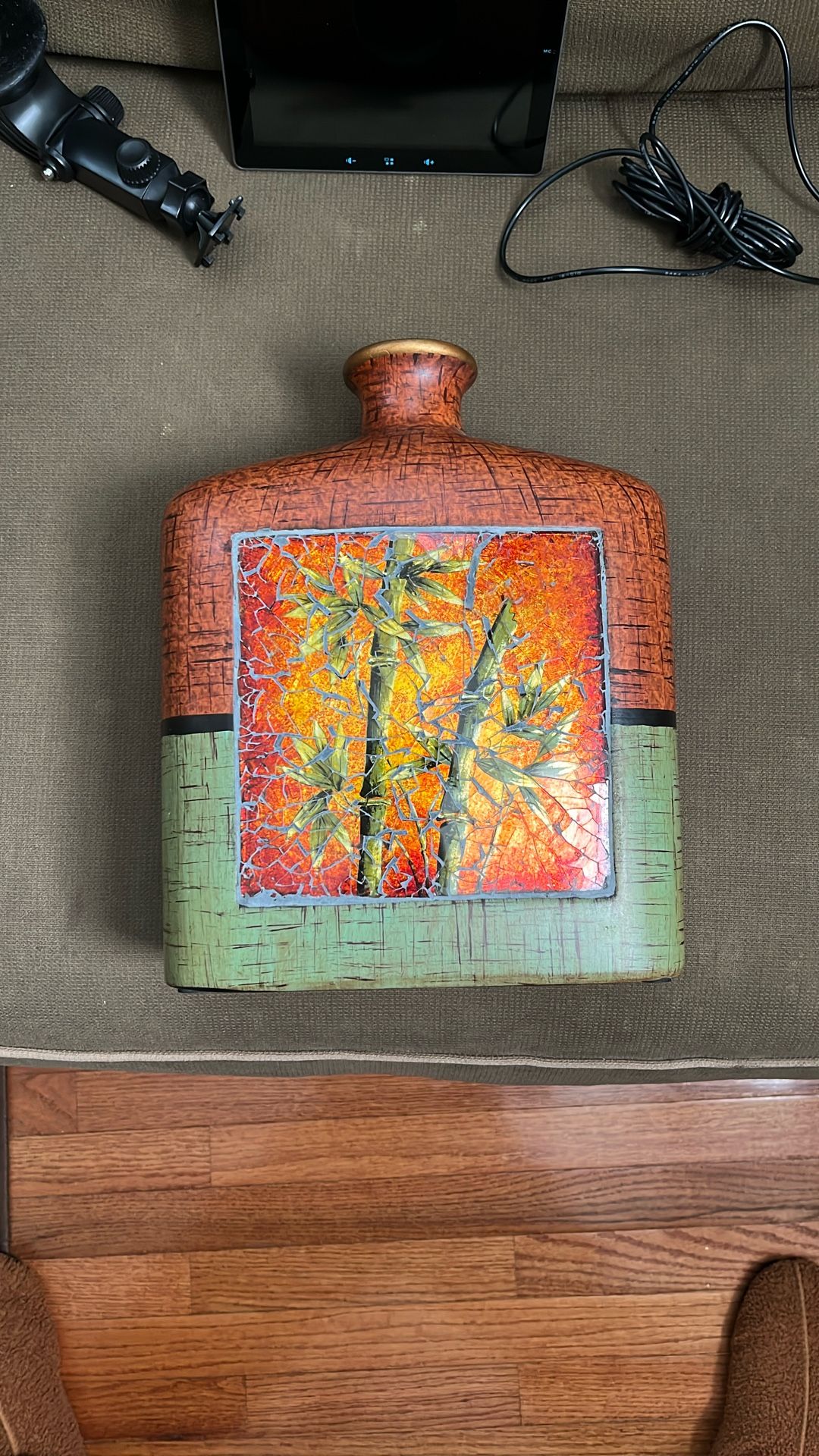 Beautiful Tree Square Modern Ceramic Red & Yellow Vase