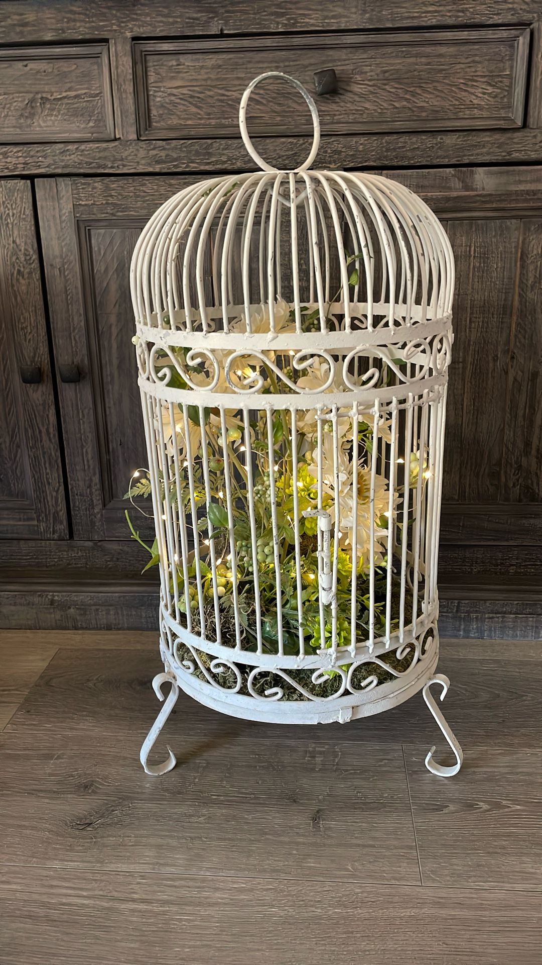 Beautiful vintage birdcage with light up floral