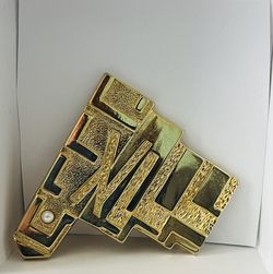 M Katz Jerusalem Goldtone Pin Hebrew