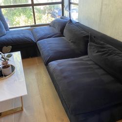 Sectional Sofa Couch Black Velvet Lotus Crate And Barrel 