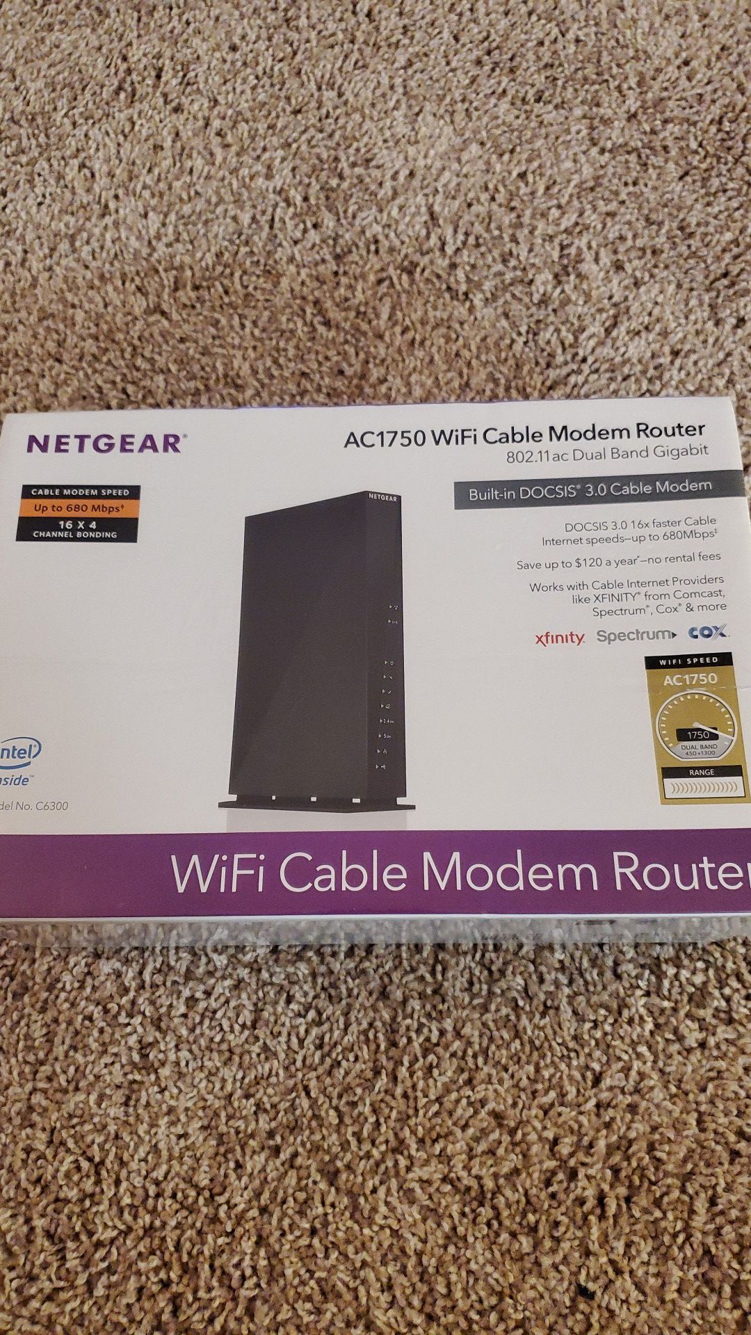 Netgear C6300-100NAS AC1750 (16x4) DOCSIS 3.0 WiFi Cable Modem Router Combo (C6300) Certified for Xfinity from Comcast