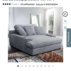 Oversized Cozy Chaise Lounger with Dual Cup Holders & USB/USB-C Charging Ports (65.5" x 64" x 37") $490