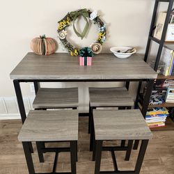 Table - tall bar dining grey black