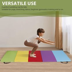 ZenSports Folding Gym Exercise Mat, Portable Fall Mat, Activity Game Mat, 5 Panels, Rainbow