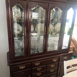 China Cabinet With Glass Door Cherry Brown