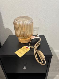 Modern Amber Glass Table Lamp – Like New