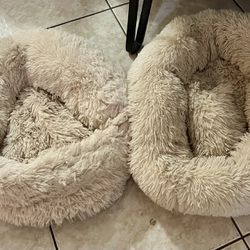 2 Cat Or Small Dog Beds - Beige Colored