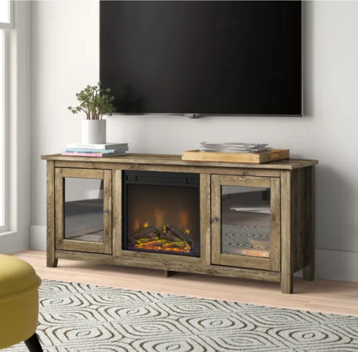 Brand New In Box Tv Stand With Fire Place