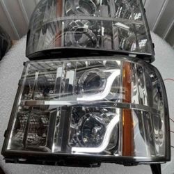 07-13 GMC SIERRA LED HEADLIGHTS FAROS CALAVERAS MICAS LUCES