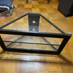 GLASS 3 TIERS METAL TV STAND