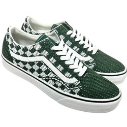 Vans Old Skool 36 EK Knitted Upper Trainers Green White Checkerboard M9 W10.5