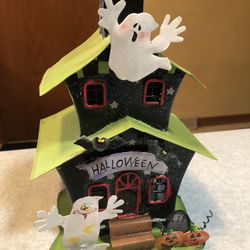 Fall Halloween haunted house decor/tea light holder