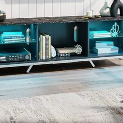 70in Media TV Stand With Led Light New New 