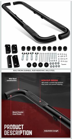 3.5in Nerf Bar Running Board Compatible with 99-11 Sierra Silverado Extended,00-11 Suburban/Tahoe Yukon 1,02-09 Ram 1500 Extended/ 03-09 Ram 2