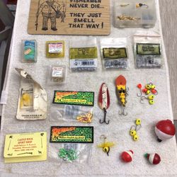 Vintage Fishing Tackle Jig’s, Gold Hooks, Water Gremlin Split Shot, Bobbers, Lure’s, Panfish Walleye Heads 1990’s 