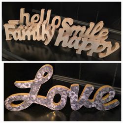 SIX WOOD TABLETOP DECOR SIGNS