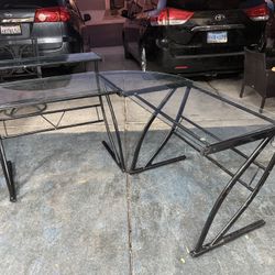 Nice Glass Corner  Large  Metal Black Frame Comes Apart For Transport 