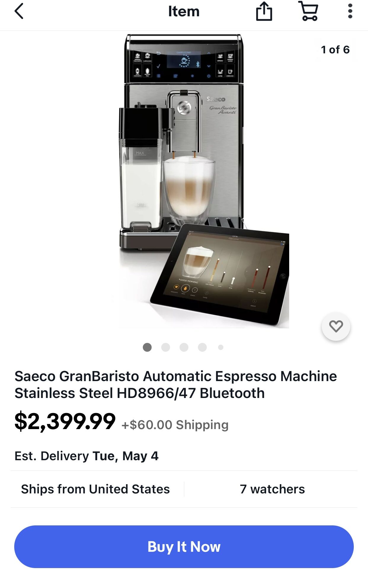 Super Automatic Espresso Machine Saeco Granbaristo Avanti
